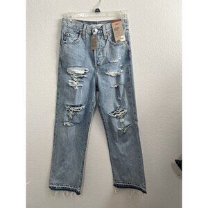 NWT Levi’s Womens Rib cage Straight Ankle Jeans Size 25 Misprinted Pocket
